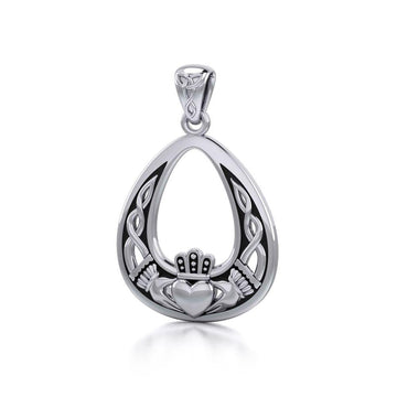 Celtic Knotwork Claddagh Silver Pendant TPD3034 - Jewelry